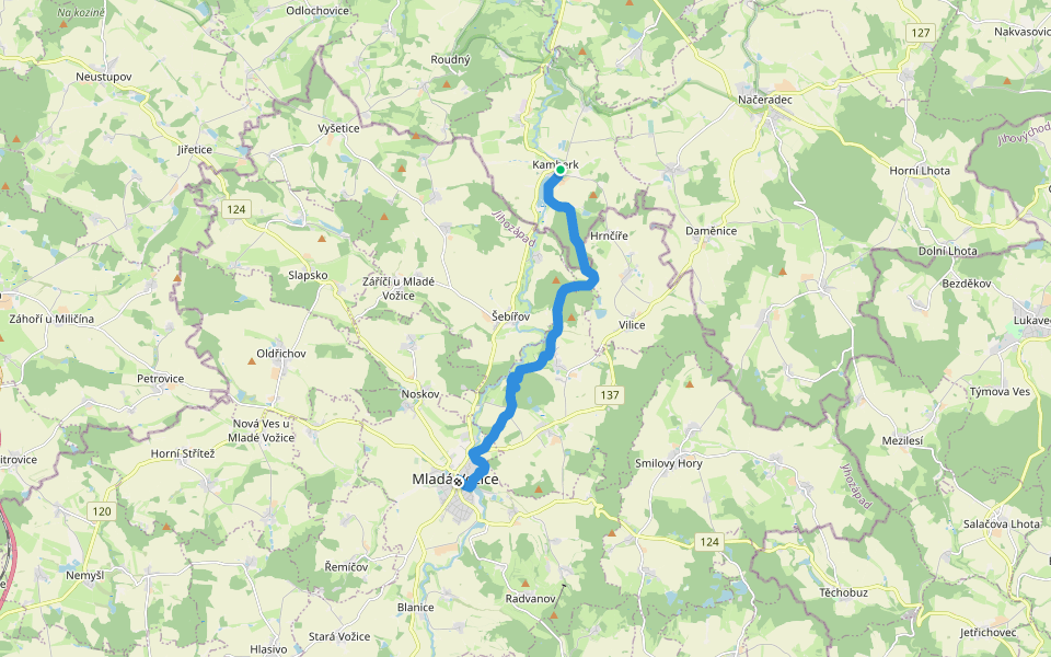 [Č] Kamberk - Mladá Vožice walking route map in Kamberk