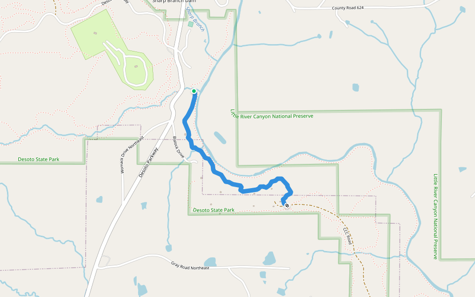 Green Trail walking route map in Fort Payne