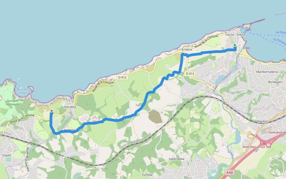 Sentier Littoral Bidart-Hendaye : tracé temporaire walking route map in Ciboure