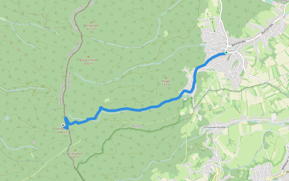 Wiesen - Aussichtsturm Wiesen-Lanzenkirchen walking route map in Wiesen