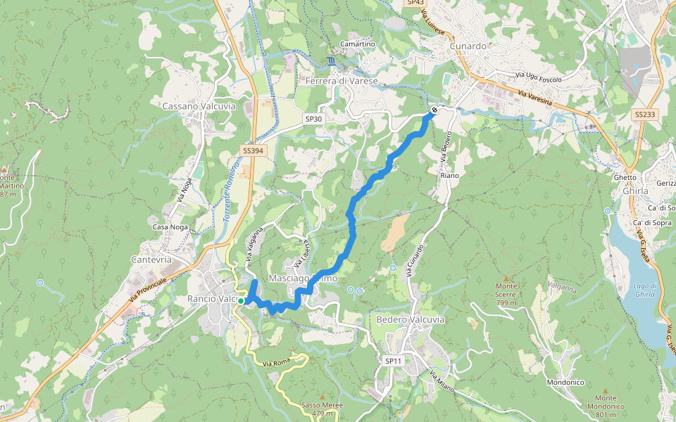 Sentiero 319 Ranco Valcuvia - Orrido di Cunardo walking route map in Rancio Valcuvia