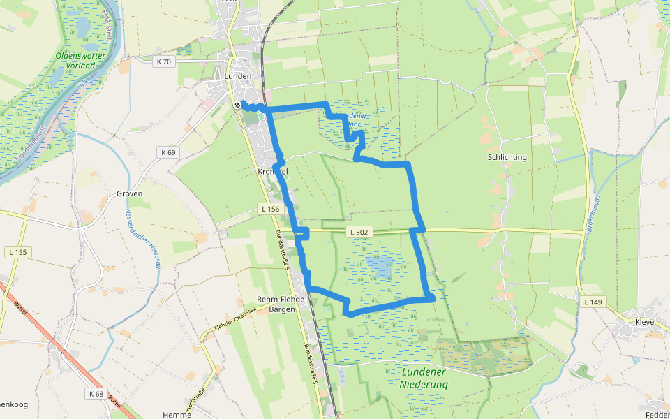 Mötjensee und Seeadler walking route map in Lunden