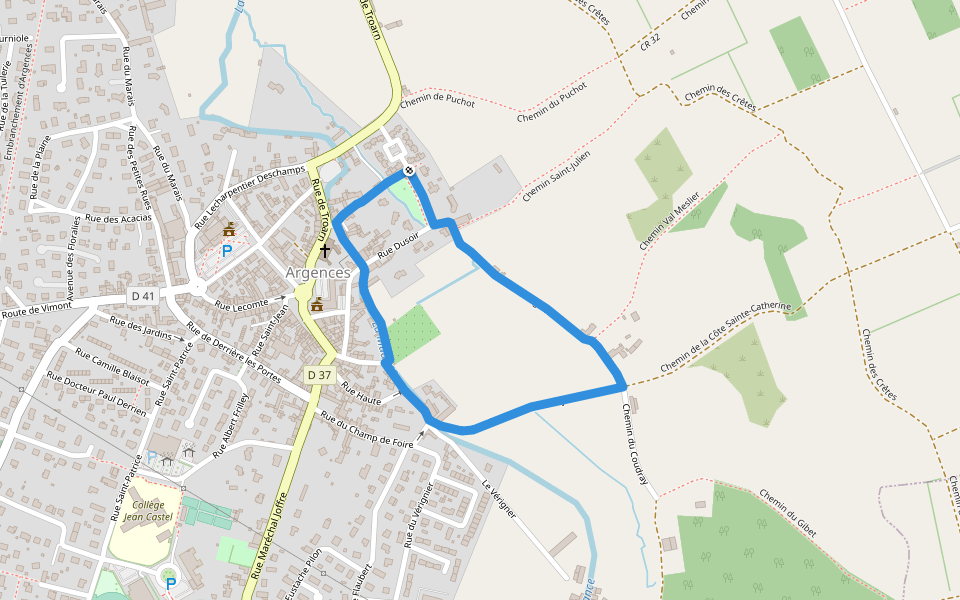 Vignes et Moulins walking route map in Argences