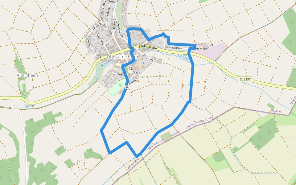 Ruheberg Runde walking route map in Altertheim