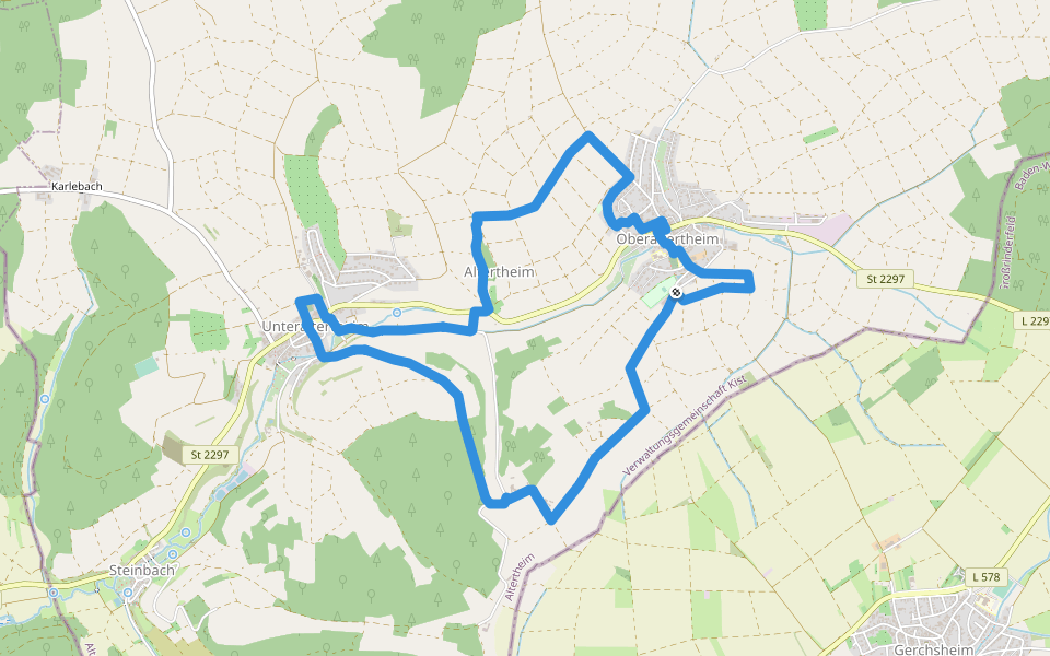 Panoramaweg Altertheim walking route map in Altertheim