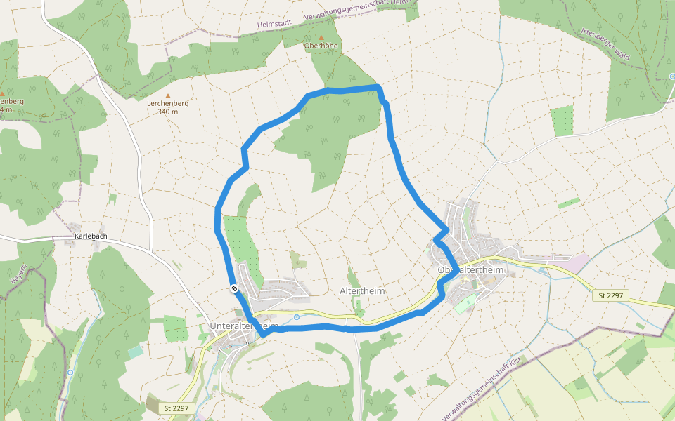 Silberbergl Runde walking route map in Altertheim