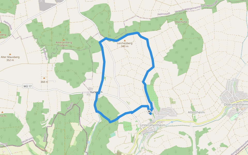 Karlebachtal Runde walking route map in Altertheim