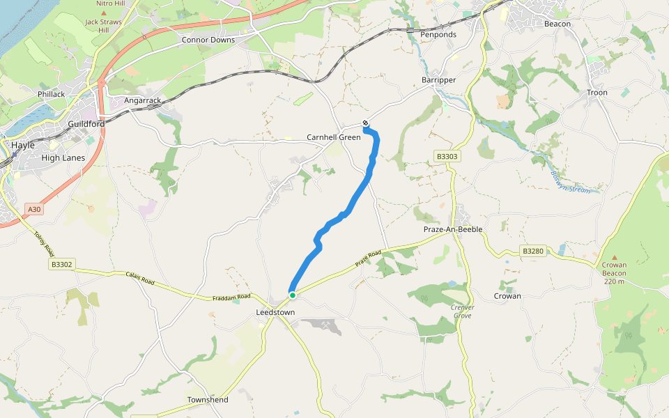 Gwinear-Gwithian BR 49 walking route map in Leedstown