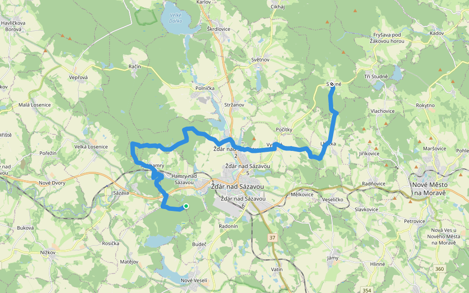 [Ž] Sklené - Šlakhamry walking route map in Hamry nad Sázavou