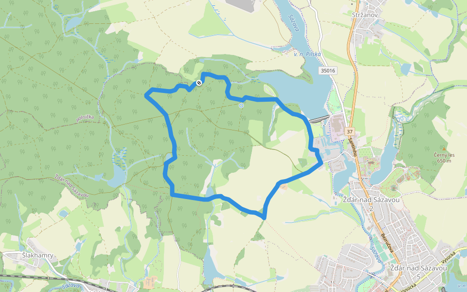 [M] Tálský mlýn - Vápenice walking route map in Polnička