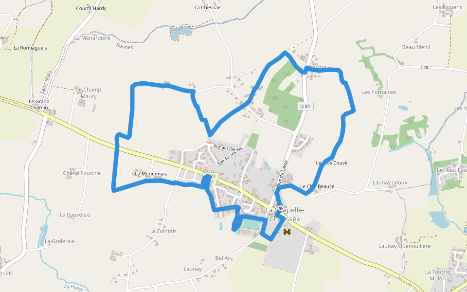 circuit du Bourg walking route map in La Chapelle-Chaussée