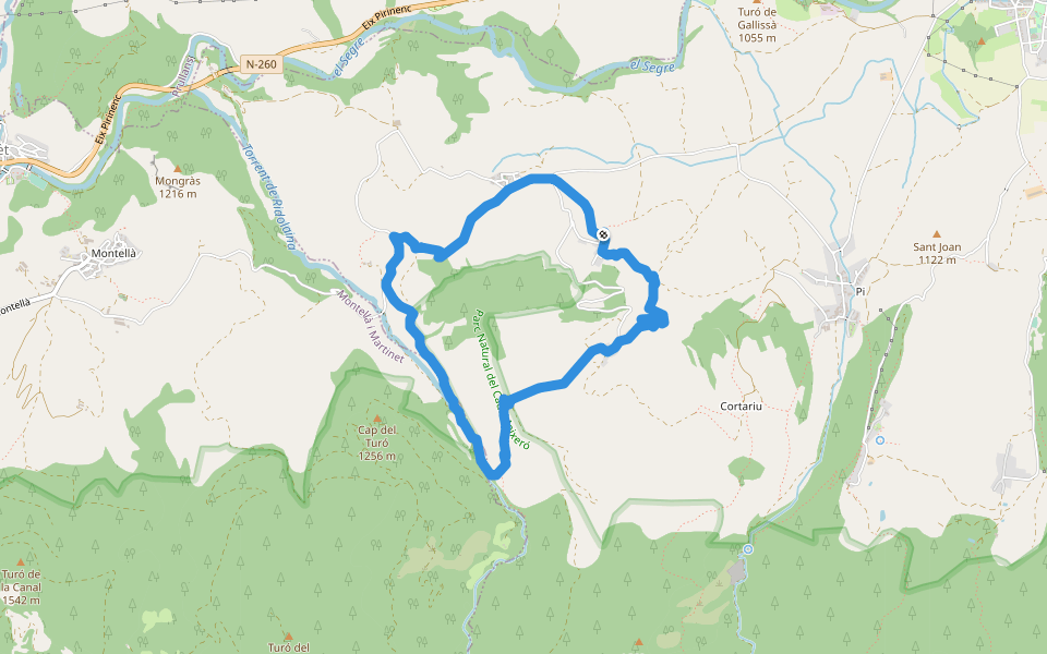 TC181 Olià Ridolaina Nas walking route map in Olià