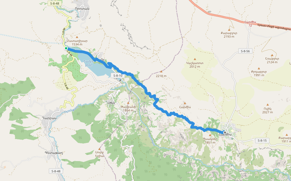 Shamb Reservoir – Harzhis walking route map in Darbas