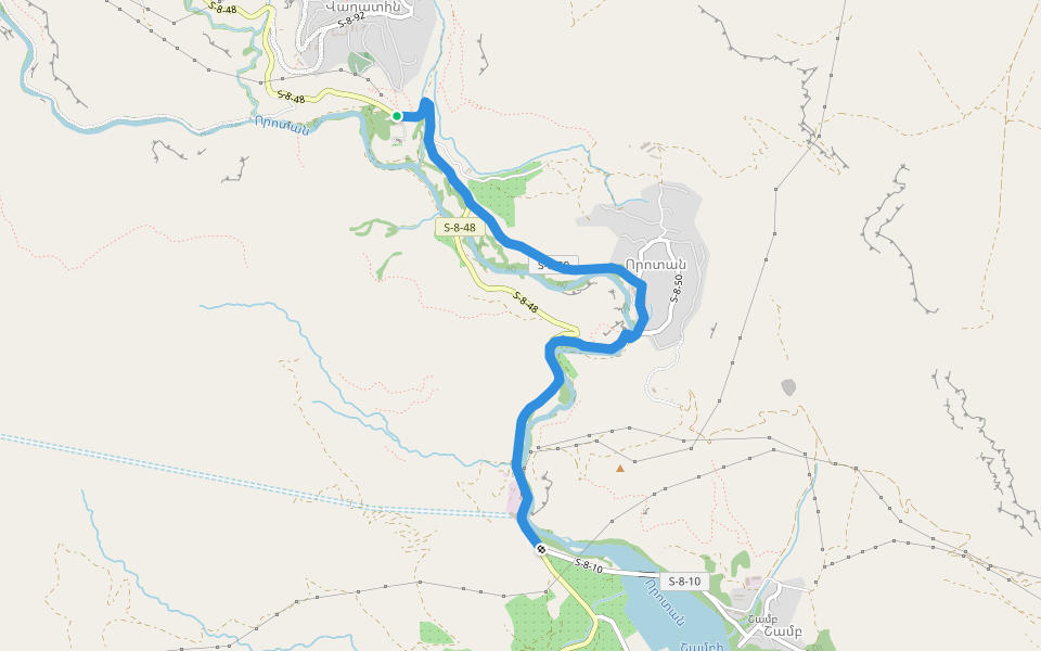 Vorotnavank – Shamb Reservoir walking route map in Vaghatin