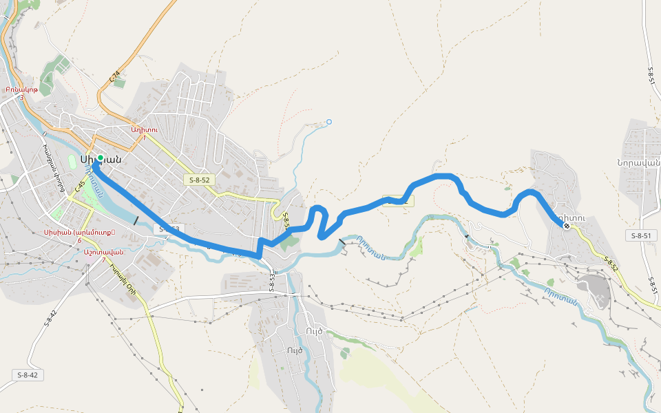 Sisian – Aghitu walking route map in Sisian