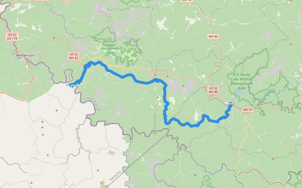 Great Eastern Trail - TuNuGu walking route map in Matewan