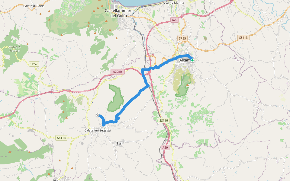 Cammino del Beato Arcangelo walking route map in Alcamo