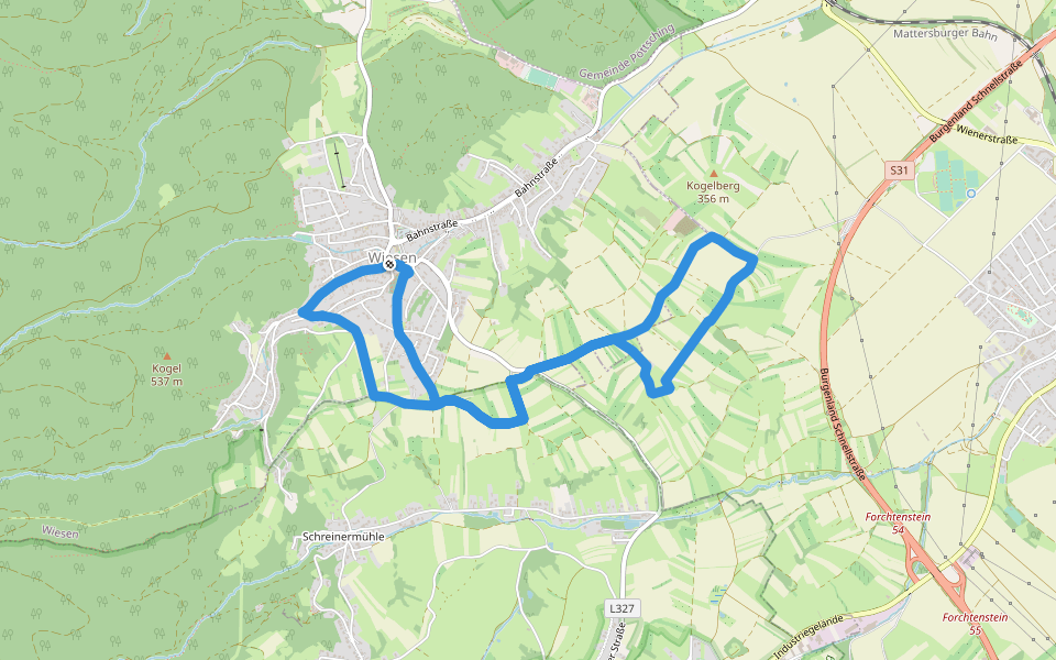 NW Christines Strecke walking route map in Wiesen