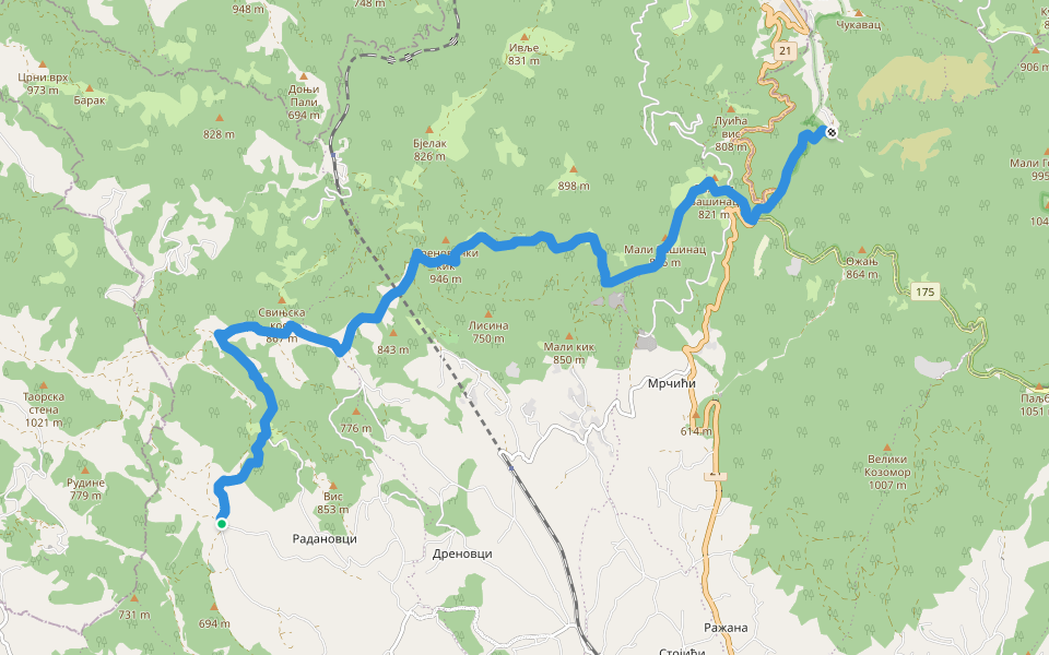 Село Радановици - „Обрадовићи” walking route map in Радановци