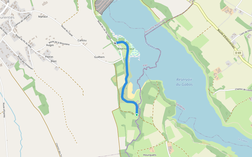 Tour du lac walking route map in Lourenties
