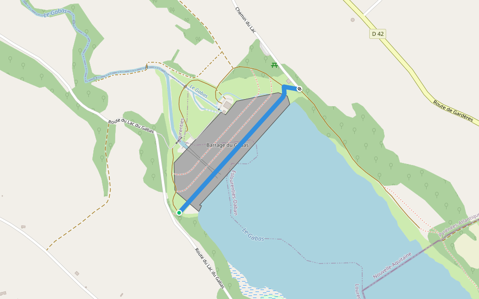 Tour du lac walking route map in Lourenties