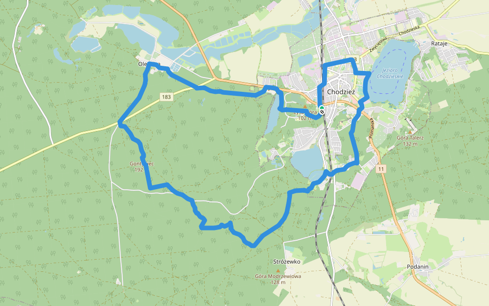Chodzież - Chodzież walking route map in Chodzież