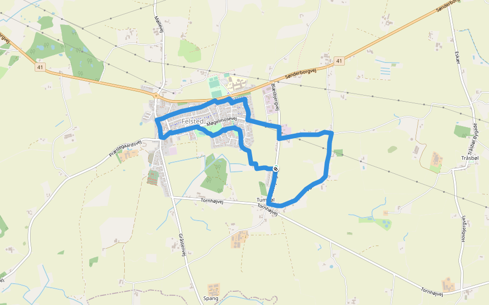 Felsted Rød Hjertesti walking route map in Aabenraa