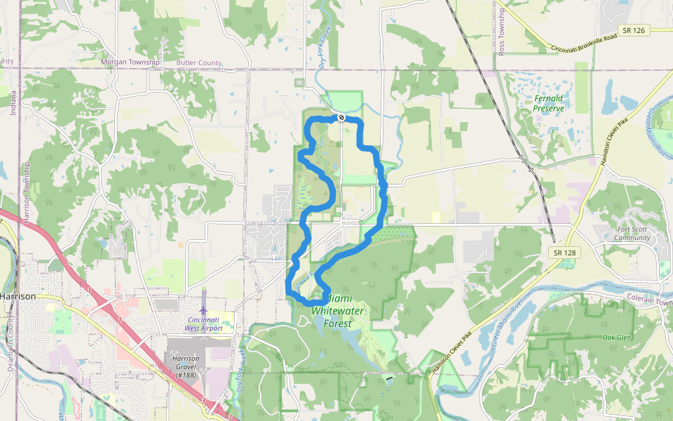 Shaker Trace Outer Loop walking route map in Harrison