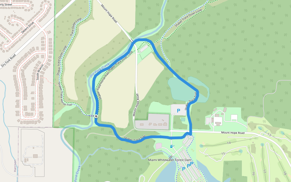 Shaker Trace Inner Loop walking route map in Harrison