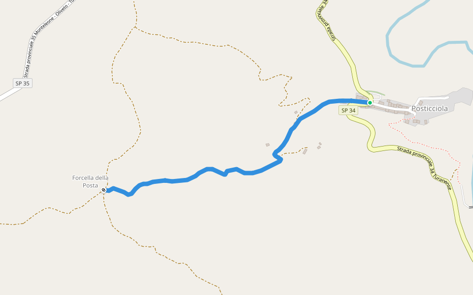 Posticciola-Forcella della Posta walking route map in Posticciola