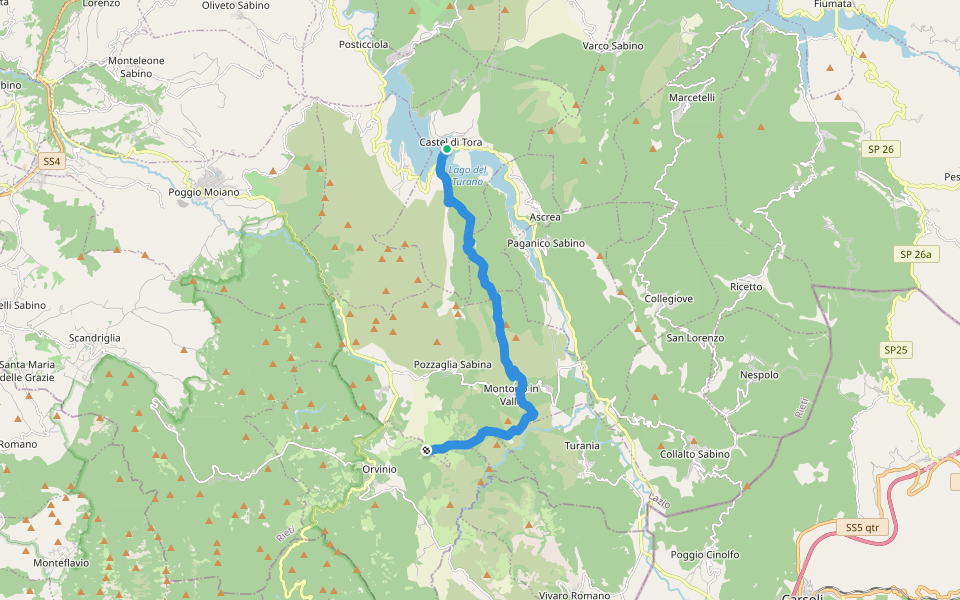 Castel Di Tora – Madonna del Piano walking route map in Castel di Tora