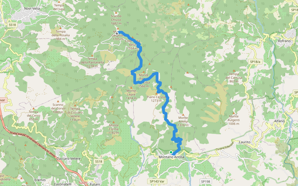 184 walking route map in Montano Antilia