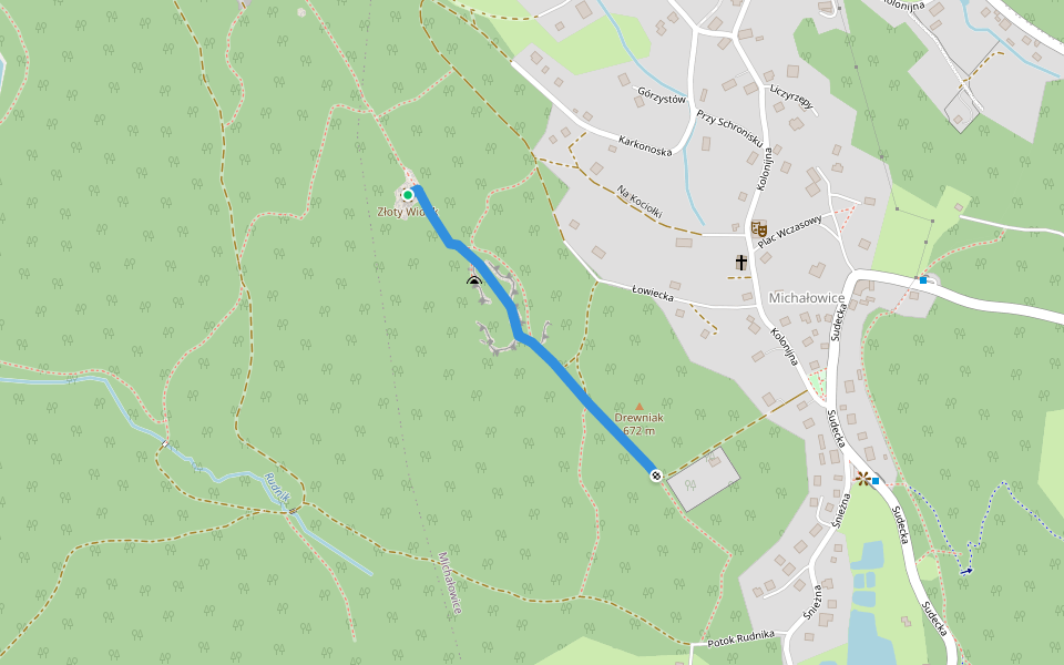 Do Punktu Widokowego Złoty Widok walking route map in Piechowice