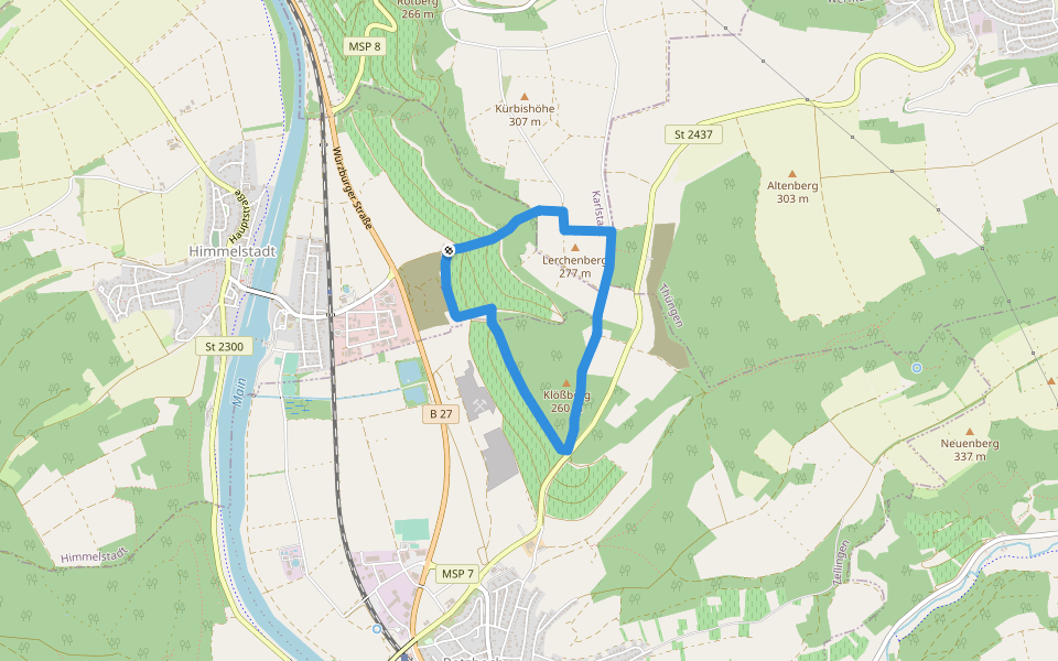 Rundwanderweg H 6 Himmelstadt "Blauer Turm walking route map in Himmelstadt