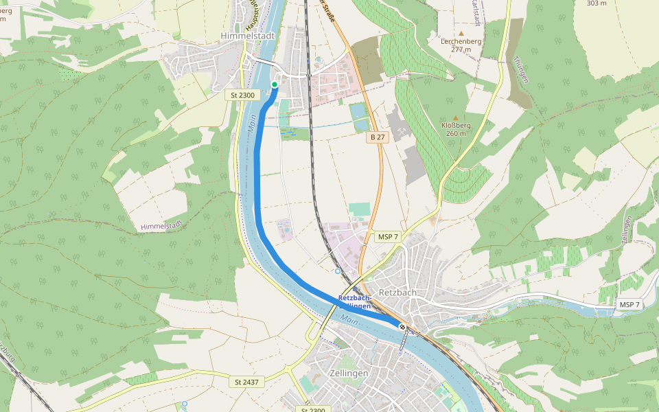 Wanderweg H 10 Himmelstadt "treidelpfad" walking route map in Himmelstadt