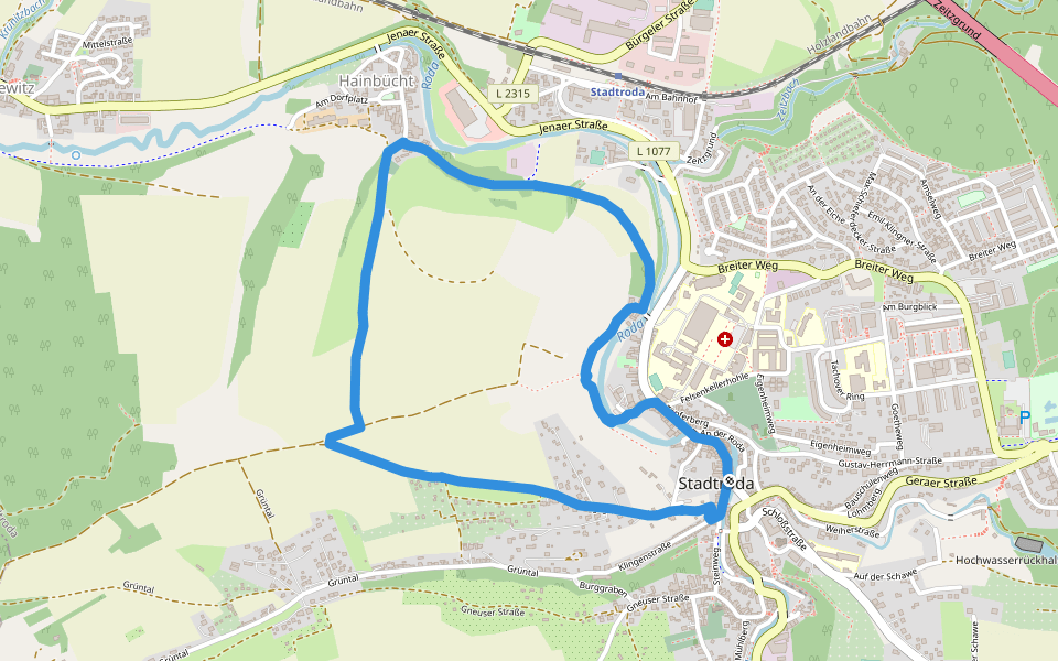 Wanderweg 1 Stadtroda walking route map in Stadtroda