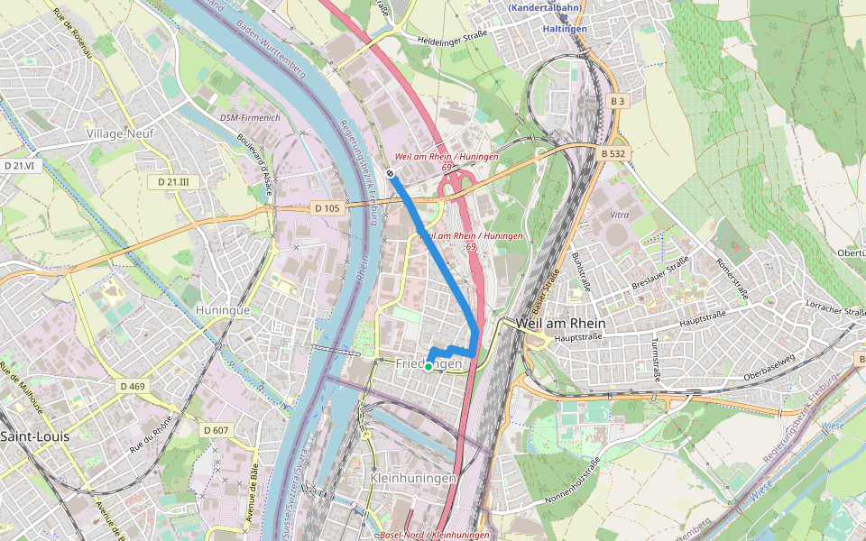 Friedlingen Mitte - Rebgarten walking route map in Weil am Rhein