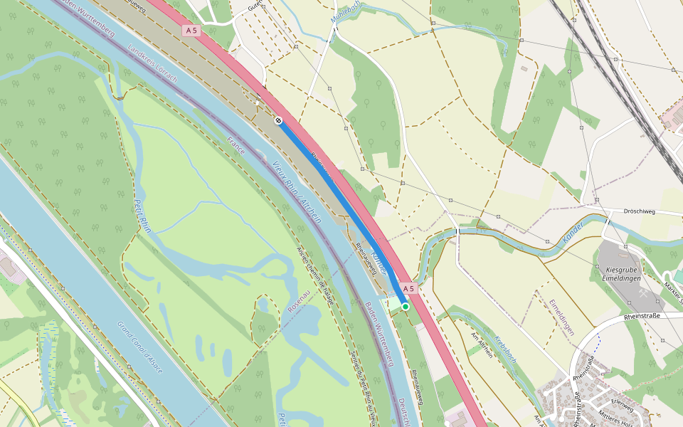 Kandermündung - Kirchener Schwellen walking route map in Weil am Rhein