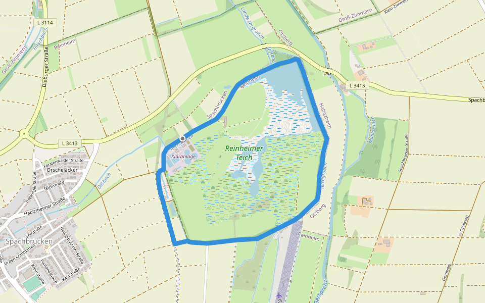 Storchenweg walking route map in Reinheim