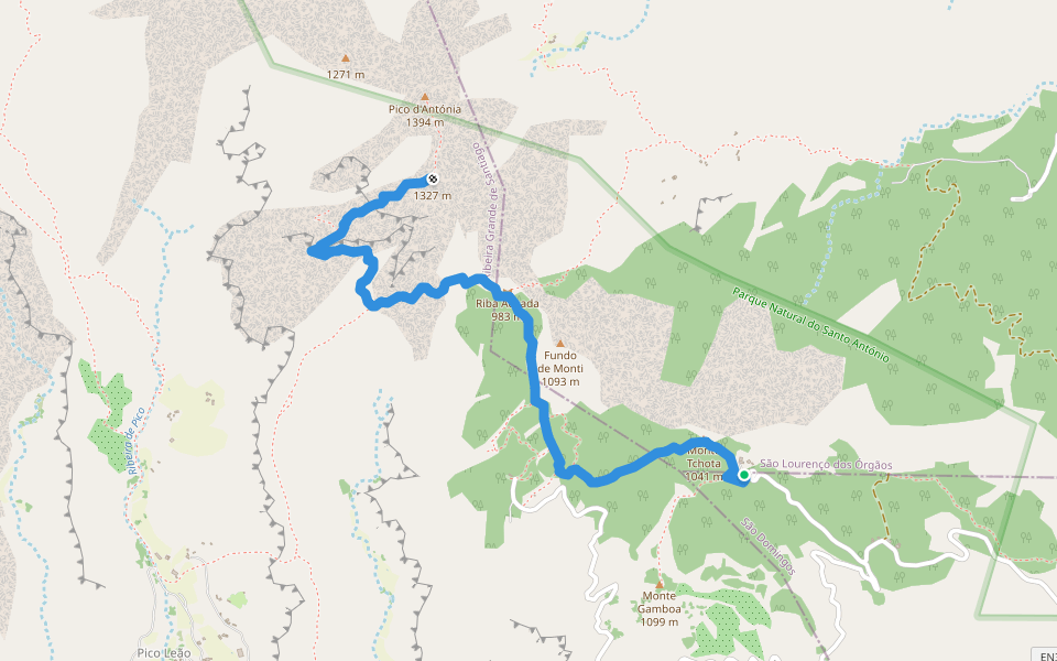 STC2 Santiago Trails walking route map in São Jorge dos Órgãos