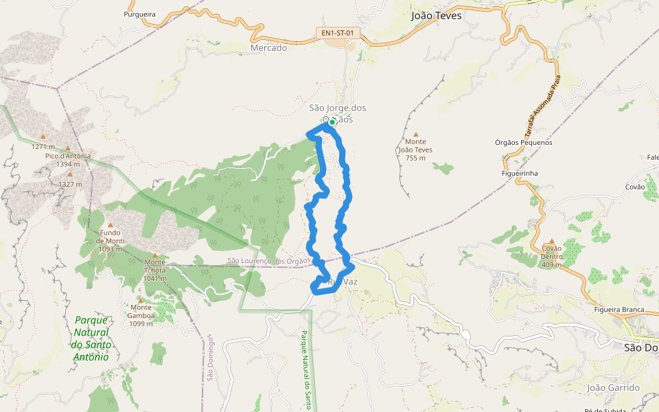 STC3 Santiago Trails walking route map in São Jorge dos Órgãos