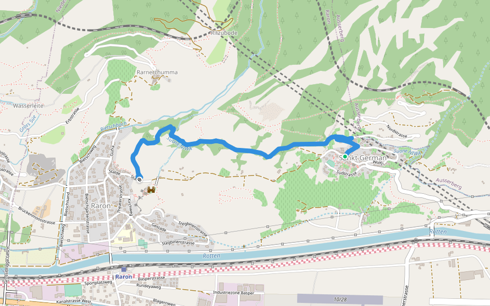 Suonenweg "NIWA" walking route map in Raron