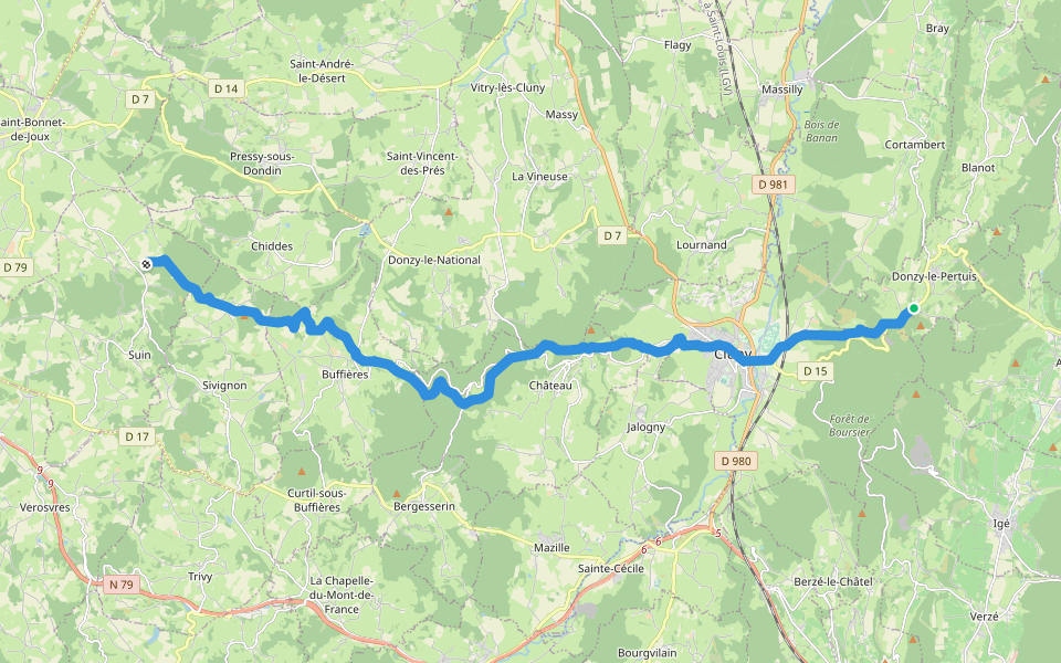 GR 76C walking route map in Donzy-le-Pertuis
