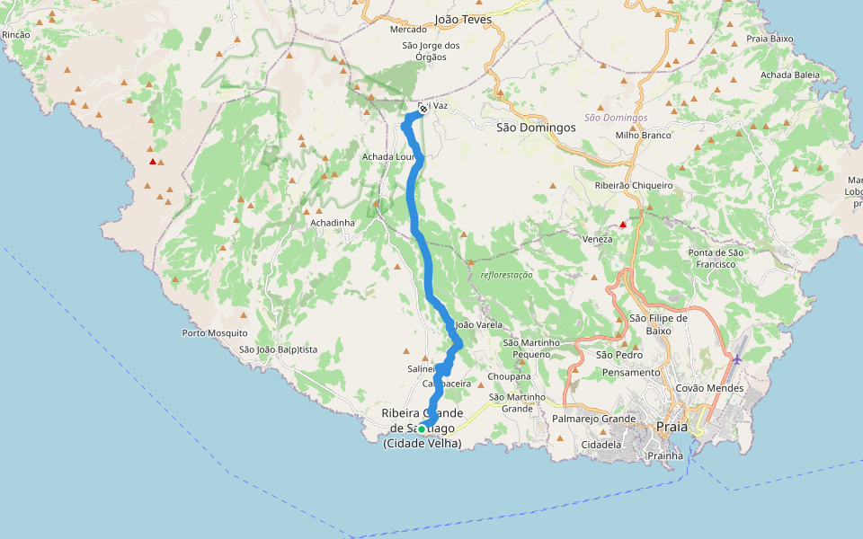 STP1 Santiago Trails walking route map in Cidade Velha