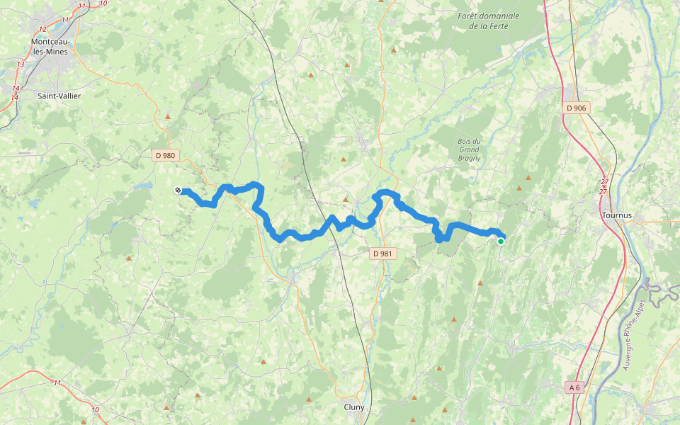 GR 76B walking route map in Martailly-lès-Brancion