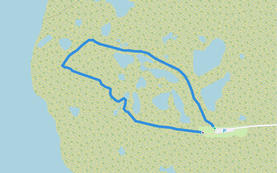Floi Bird Reserve path walking route map in Selfoss
