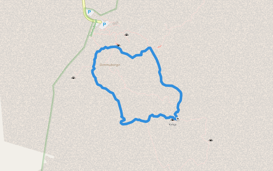 Dimmuborgir walking route map in Akureyri