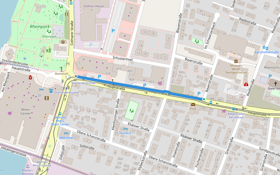 Friedlingen Mitte - Friedlingen Rheinpark walking route map in Weil am Rhein