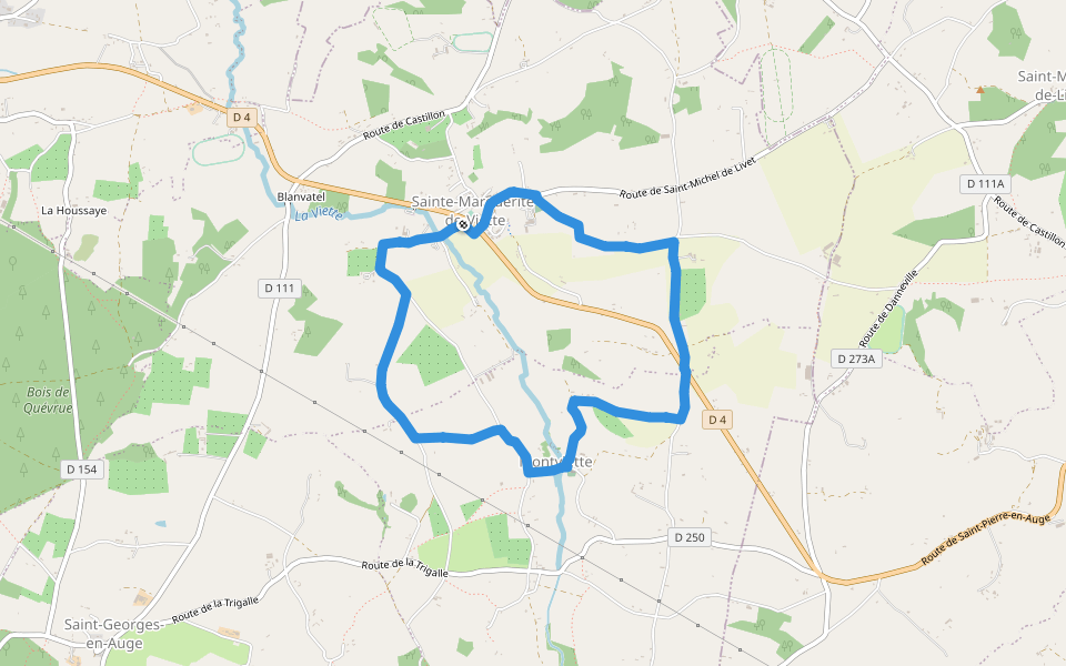 La Viette walking route map in Saint-Pierre-en-Auge