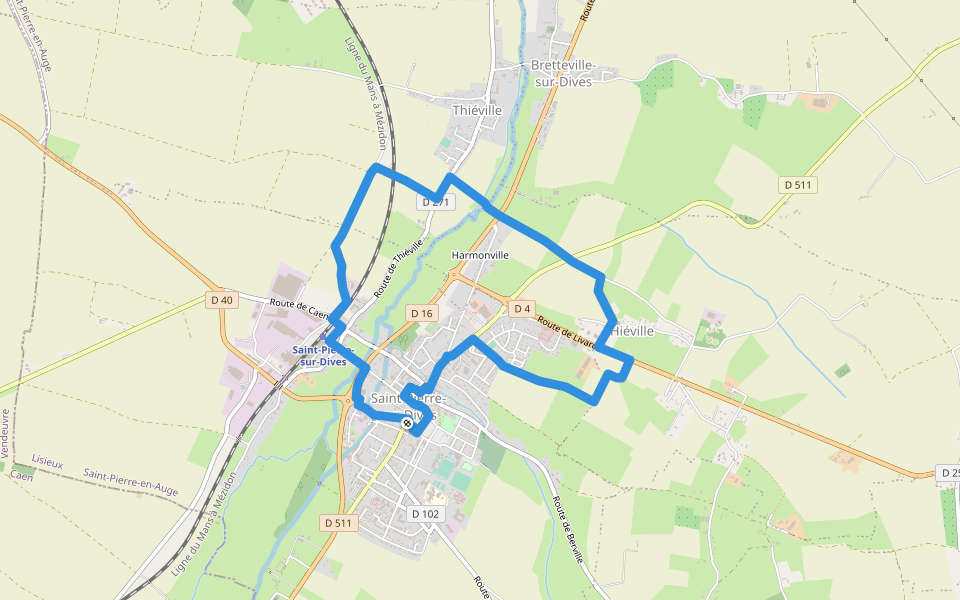 Hiéville par le Moulin d’Antais walking route map in Saint-Pierre-en-Auge